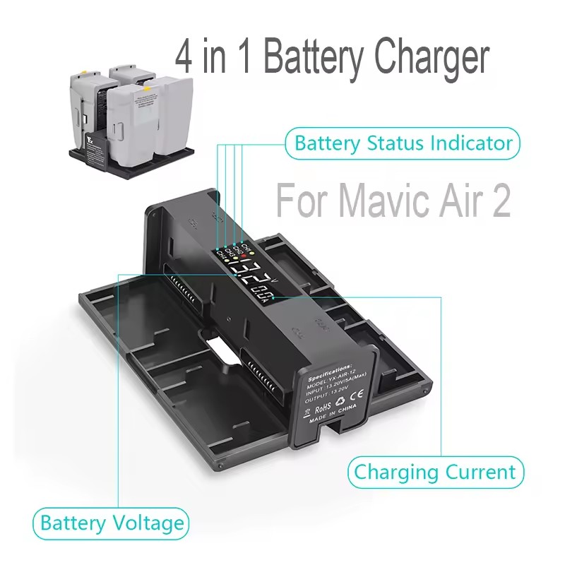 Drone Battery Charger - 4 in 1 Portable Folding Charging