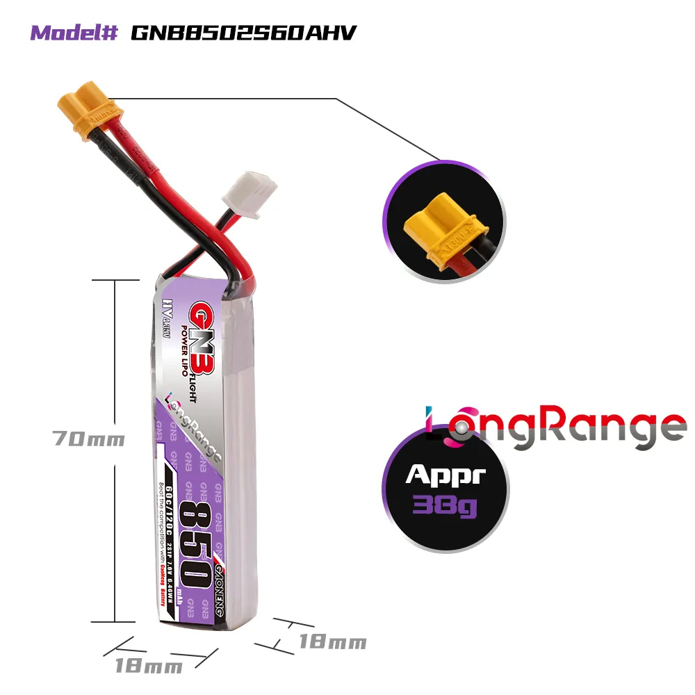 GAONENG GNB LiPo Battery 850mA - Drone Battery Connector review and price